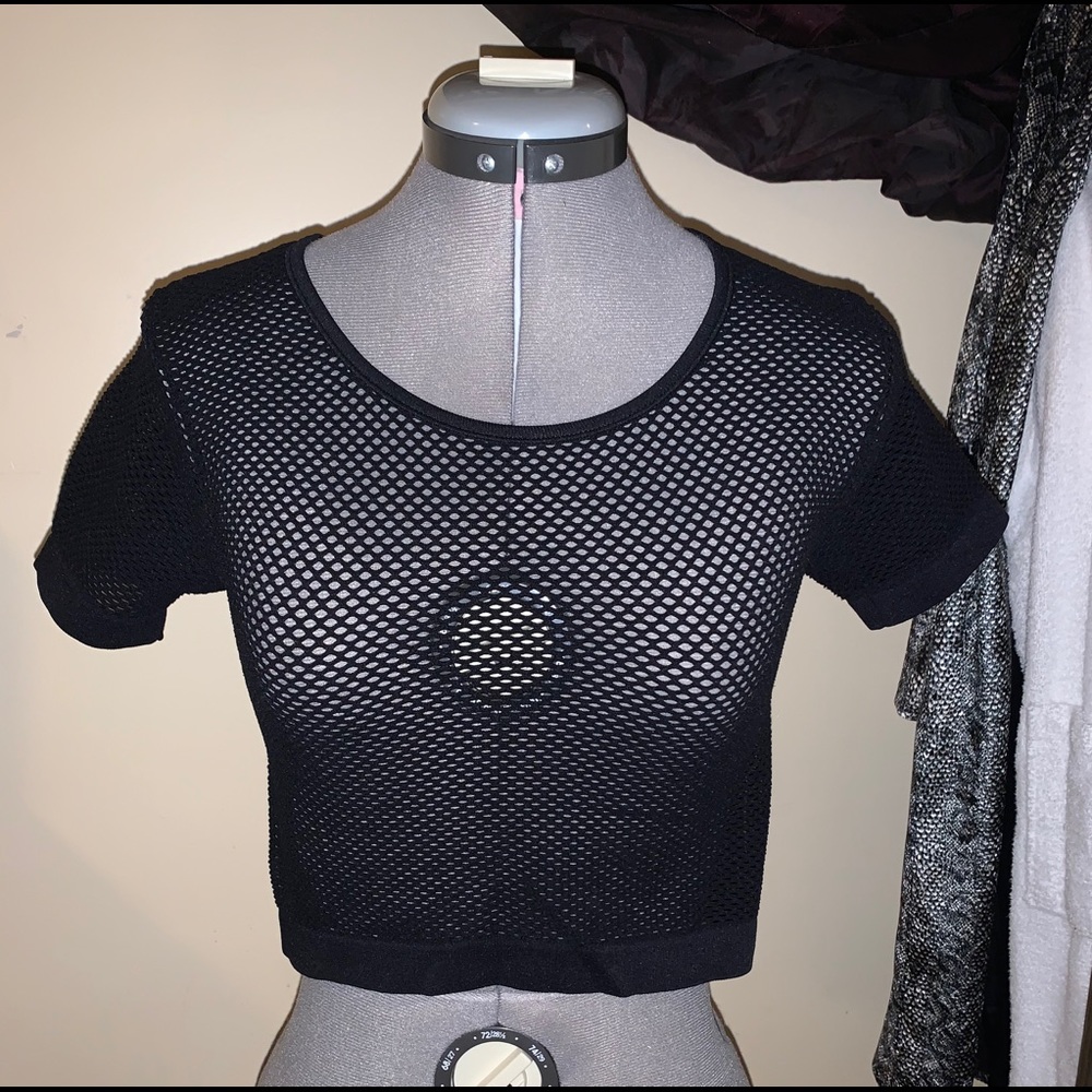 Black fishnet crop top